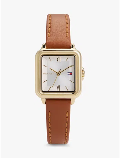 Tommy Hilfiger 24mm Leather Strap Dress Watch In Brown