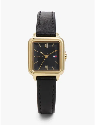 Tommy Hilfiger 24mm Square Dial Watch In Black