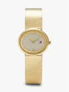 Tommy Hilfiger 25mm Oval Crystal Accent Mesh Watch In Gold