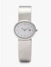 Tommy Hilfiger 25mm Oval Crystal Accent Mesh Watch In Silver
