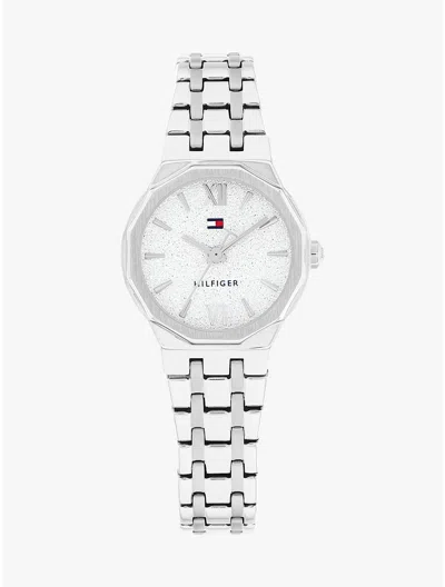 Tommy Hilfiger 25mm Shimmer Dial Dress Watch In Silver