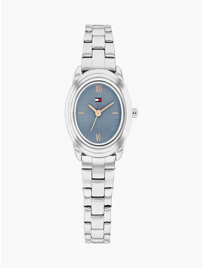 Tommy Hilfiger 27mm Textured Oval Dial Dress Watch In Blue