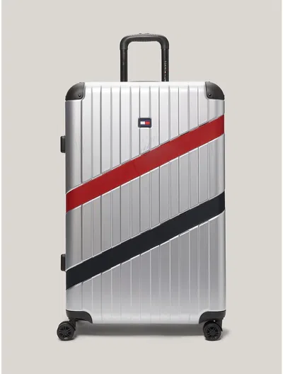 Tommy Hilfiger 28" Striped Hardcase Spinner Luggage In Silver