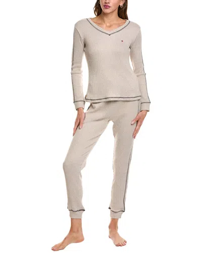 Tommy Hilfiger 2pc Shirt & Pant Sleep Set In Neutral