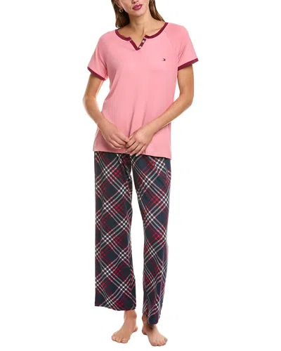 Tommy Hilfiger 2pc Shirt & Pant Sleep Set In Pink