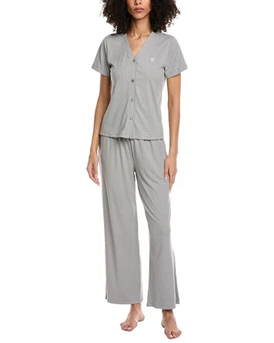 Tommy Hilfiger 2pc Sleep Pant & Cardigan Set In Gray