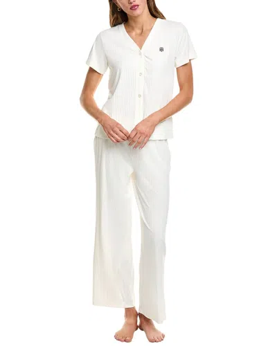 Tommy Hilfiger 2pc Sleep Pant & Cardigan Set In White