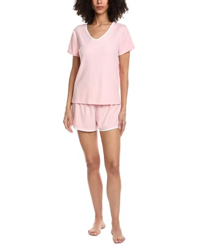Tommy Hilfiger 2pc V-neck T-shirt & Boxer Pajama Set In Pink