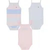 Tommy Hilfiger Baby Girls 3-pack Pastel Patterns Tank Bodysuits In Pink