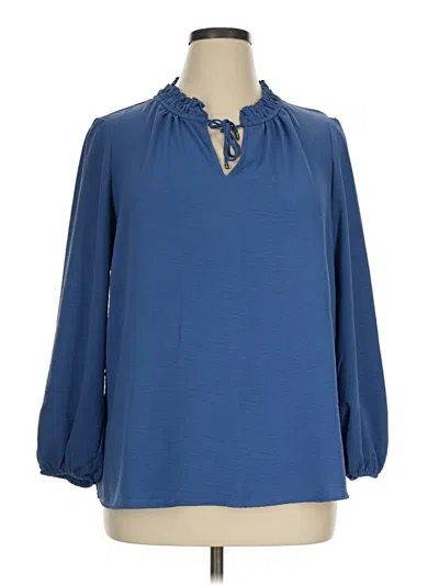 Pre-owned Tommy Hilfiger 3/4 Sleeve Blouse In Blue