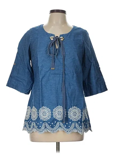 Pre-owned Tommy Hilfiger 3/4 Sleeve Blouse In Blue