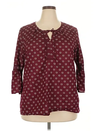 Pre-owned Tommy Hilfiger 3/4 Sleeve Blouse In Burgundy