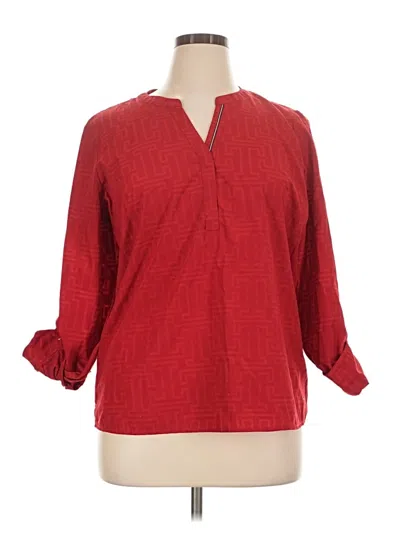 Pre-owned Tommy Hilfiger 3/4 Sleeve Blouse In Red