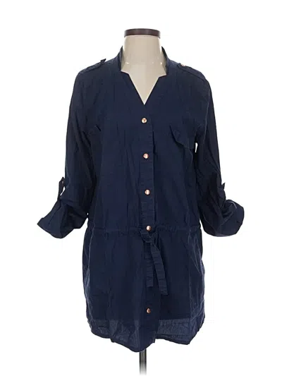 Pre-owned Tommy Hilfiger 3/4 Sleeve Button Down Shirt In Blue
