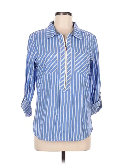 Pre-owned Tommy Hilfiger 3/4 Sleeve Button Down Shirt In Blue