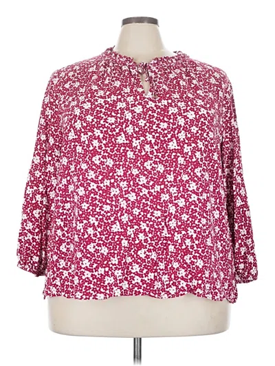 Pre-owned Tommy Hilfiger 3/4 Sleeve Button Down Shirt In Burgundy