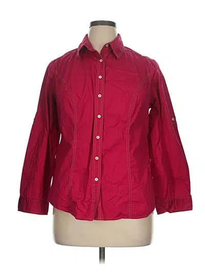 Pre-owned Tommy Hilfiger 3/4 Sleeve Button Down Shirt In Burgundy