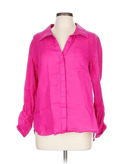 Pre-owned Tommy Hilfiger 3/4 Sleeve Button Down Shirt In Pink