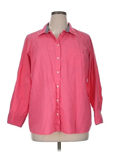Pre-owned Tommy Hilfiger 3/4 Sleeve Button Down Shirt In Pink