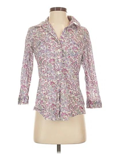 Pre-owned Tommy Hilfiger 3/4 Sleeve Button Down Shirt In Purple