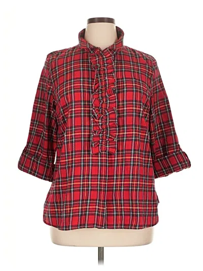 Pre-owned Tommy Hilfiger 3/4 Sleeve Button Down Shirt In Red