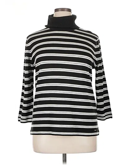 Pre-owned Tommy Hilfiger 3/4 Sleeve Top Black Turtleneck Tops