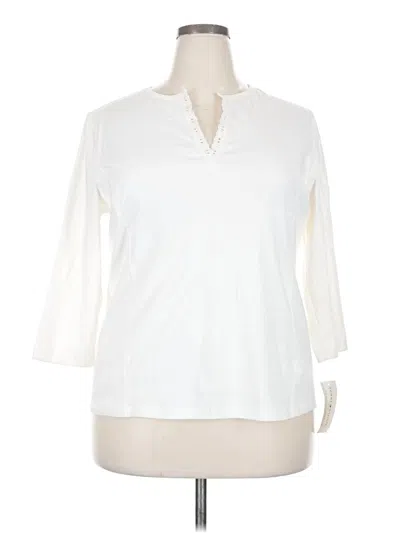 Pre-owned Tommy Hilfiger 3/4 Sleeve Top Ivory V Neck Tops In White