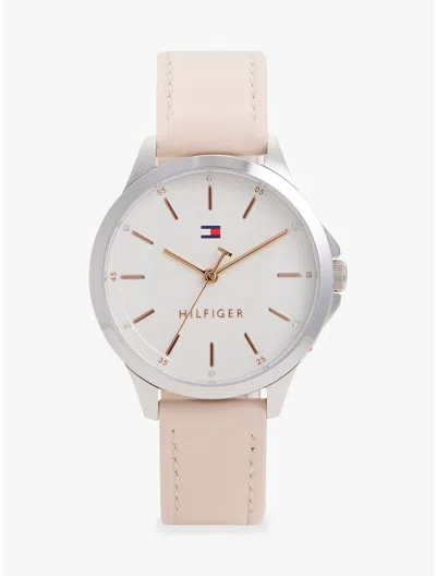Tommy Hilfiger 34mm Leather Strap Watch In Silver