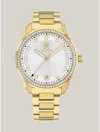 Tommy Hilfiger Women's Quartz Gold-tone Stainless Steel Bracelet Watch 36mm In Silver White