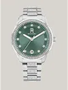 Tommy Hilfiger Women's Quartz Silver-tone Stainless Steel With Crystals Bracelet Watch 36mm In Mint Green
