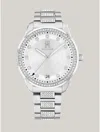 Tommy Hilfiger Women's Quartz Silver-tone Stainless Steel With Crystals Bracelet Watch 36mm In Silver White