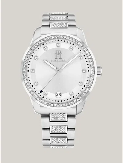 TOMMY HILFIGER 36MM T85 WHITE DIAL CRYSTALS WATCH