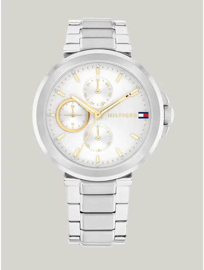 Tommy Hilfiger 38mm Silver Multifunction Watch In Silver White