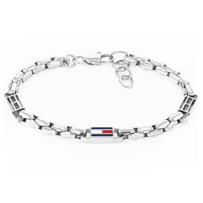 Tommy Hilfiger 3d Flag Logo Bracelet Silver In Metallic
