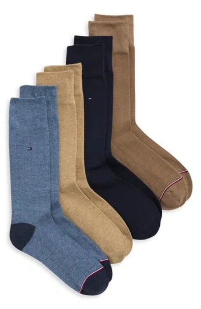 Tommy Hilfiger 4-pack Solid Crew Dress Socks In Multi