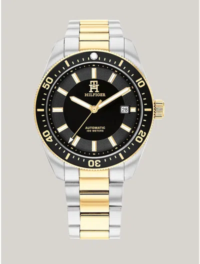 Tommy Hilfiger Men's Automatic Two-tone Stainless Steel Bracelet Watch 40mm, Exclusively Ours In Black