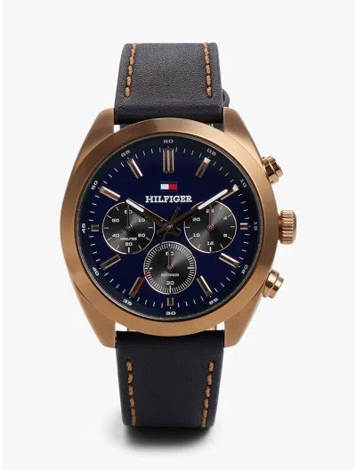 Tommy Hilfiger 40mm Leather Strap Chronograph Watch In Blue
