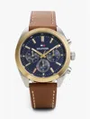 Tommy Hilfiger 40mm Leather Strap Chronograph Watch In Blue
