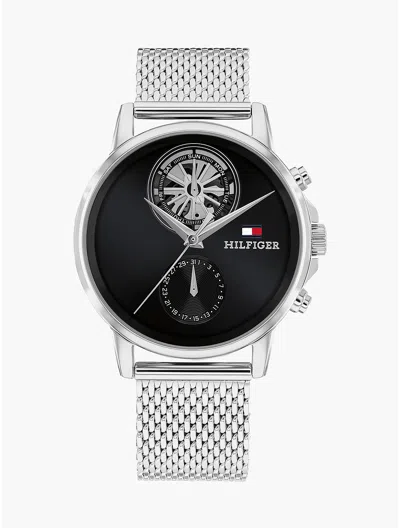 Tommy Hilfiger 40mm Mesh Strap Dress Watch In Black