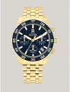 Tommy Hilfiger Men's Chronograph Gold-tone Stainless Steel Bracelet Watch 41mm In Navy