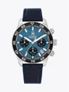 Tommy Hilfiger 41mm Th85 Blue Leather Chronograph Watch In Blue