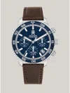 Tommy Hilfiger Men's Chronograph Brown Leather Strap Watch 41mm In Navy