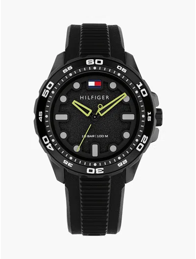 Tommy Hilfiger 42mm Silicone Strap Sport Watch In Black