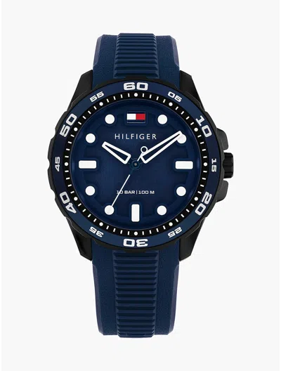 Tommy Hilfiger 42mm Silicone Strap Sport Watch In Blue