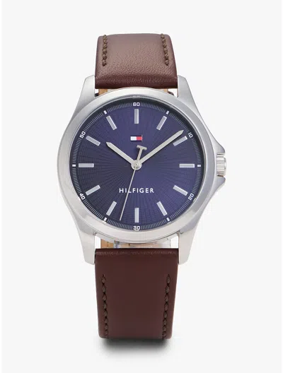 Tommy Hilfiger 43mm Leather Strap Sport Watch In Brown