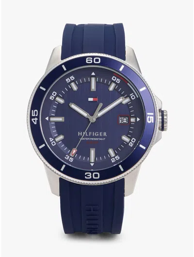 Tommy Hilfiger 43mm Silicone Strap Chronograph Watch In Blue