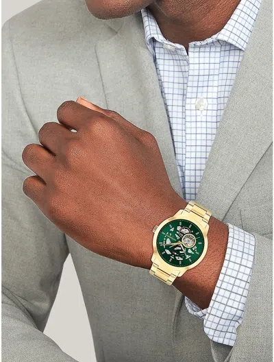Tommy Hilfiger 43mm Skeleton Dial Automatic Watch In Gold