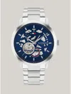 Tommy Hilfiger Men's Automatic Silver-tone Stainless Steel Bracelet Watch 43mm In Navy