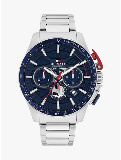 Tommy Hilfiger 44mm Chronograph Sport Watch In Silver