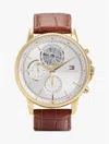 Tommy Hilfiger 44mm Leather Strap Multifunction Watch In Gold
